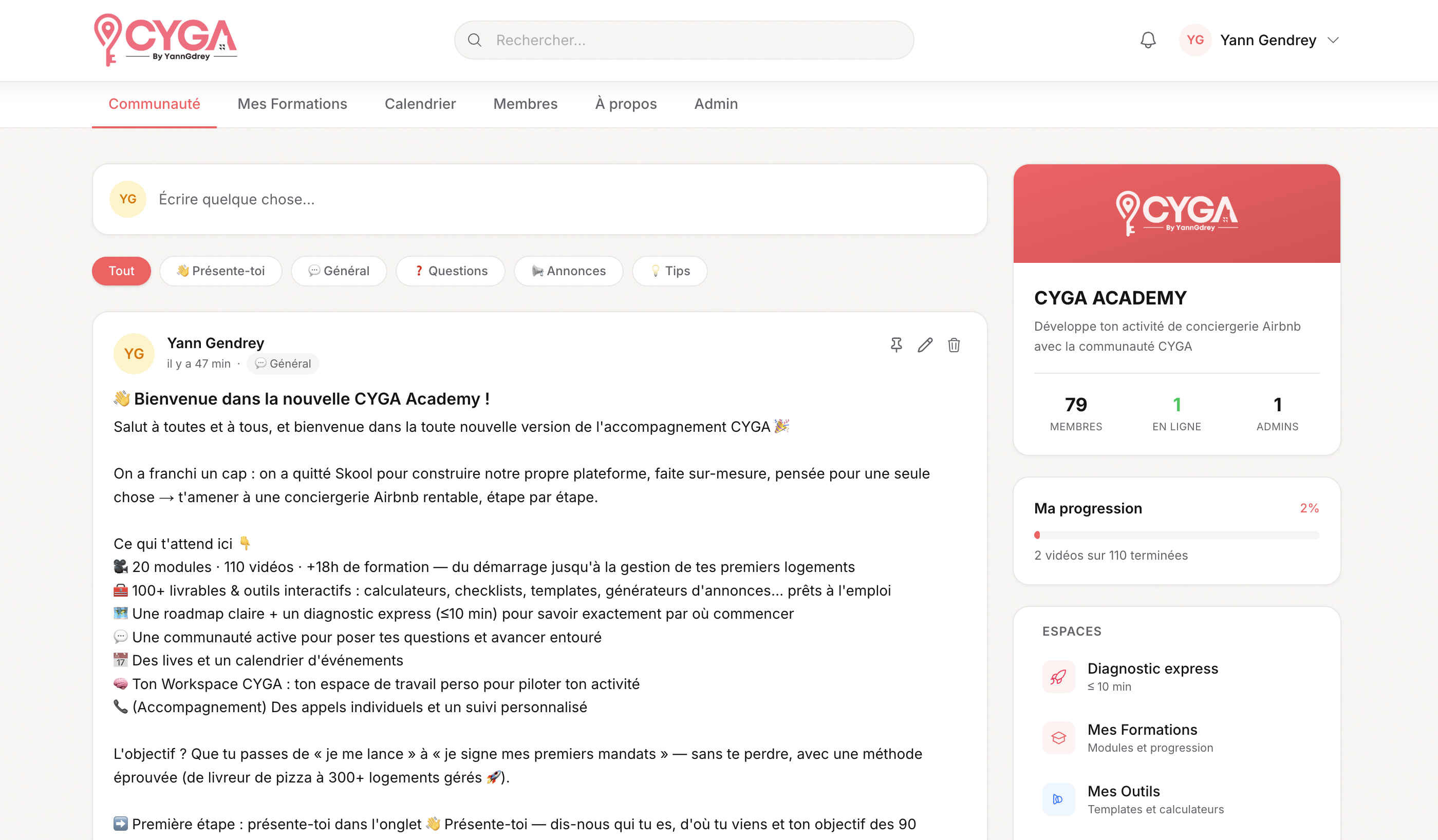 Plateforme CYGA Academy